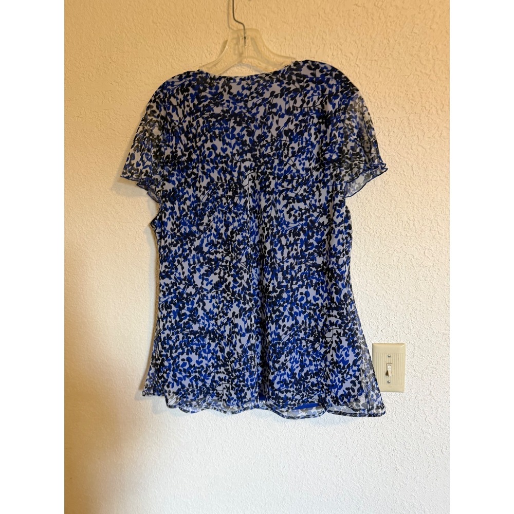 Cato Woman Blue Black Leaf Print Chiffon Blouse and Maxi Skirt Set 26/28W Plus - Picture 3 of 14